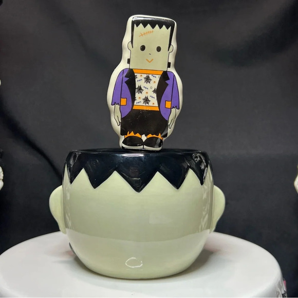 Ceramic Halloween Frankenstein & Bow Mummy Dip Bowls & Matching Spreaders - Picture 9 of 14